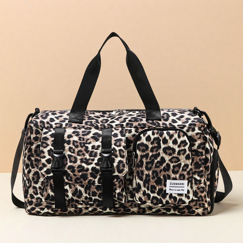 Weekender Bag Duffle - حقيبة رياضية أنيقة بنقشة الفهد مع