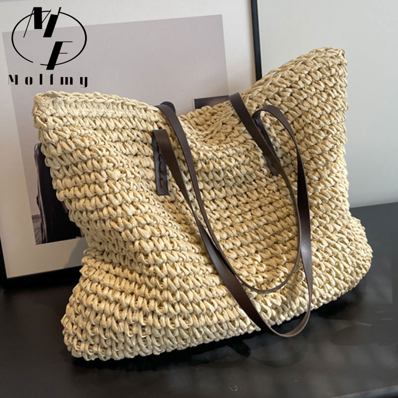 Luxury Bags For Summer - حقائب يد كبيرة من القش المنسوج